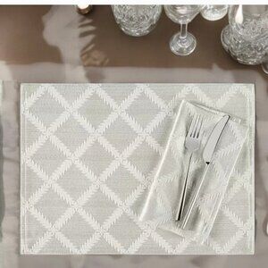 🆕  LENOX Laurel Leaf Table Linen Set of 6 Placemats & 8 Napkins-14 pieces White